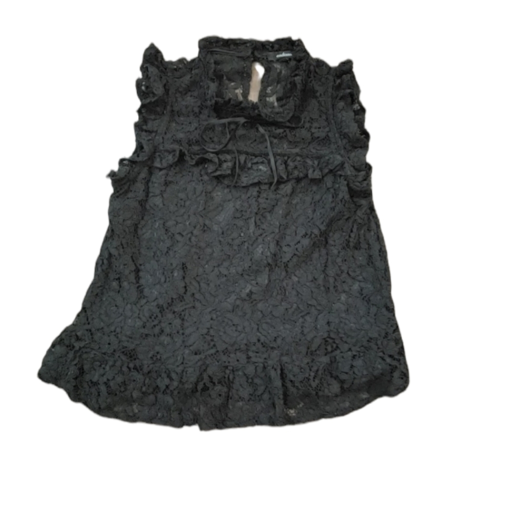 Sleeveless Sheer Lace Top, Size XL